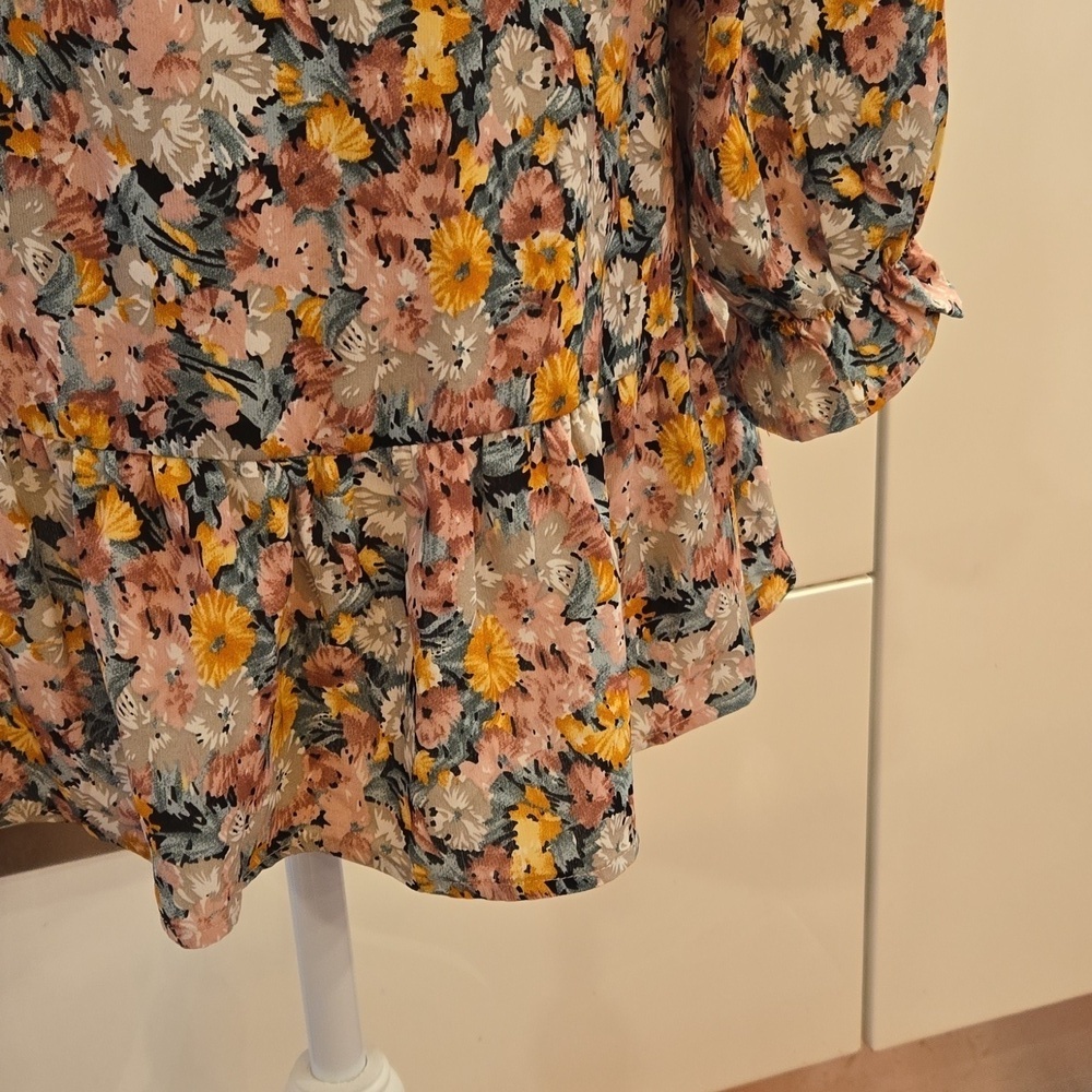 NWT Allegra K Womens Boho Floral Long Sleeve Ruffle Chiffon Size Large - Picture 5 of 11